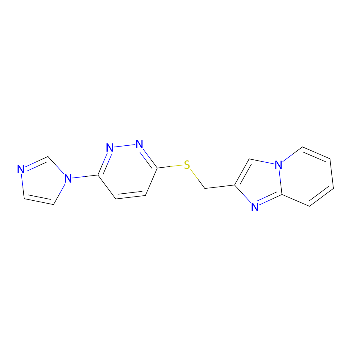 2-(((6-(1H-imidazol-1-yl)pyridazin-3-yl)thio)methyl)imidazo[1,2-a]pyridine molecular structure, CAS 1334372-60-9