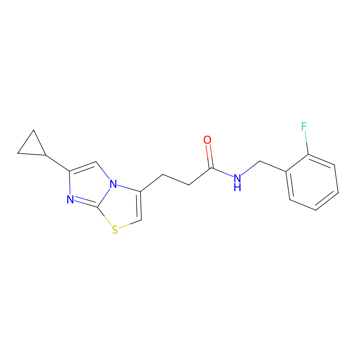 3-(6-cyclopropylimidazo[2,1-b]thiazol-3-yl)-N-(2-fluorobenzyl)propanamide molecular structure, CAS 1334372-63-2