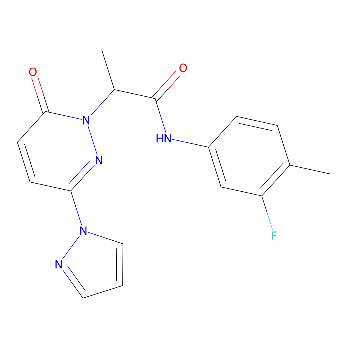 N-(3-fluoro-4-methylphenyl)-2-(6-oxo-3-(1H-pyrazol-1-yl)pyridazin-1(6H)-yl)propanamide molecular structure, CAS 1334372-65-4