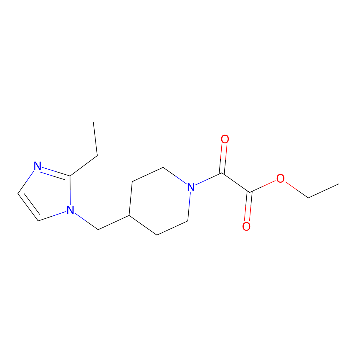 ethyl 2-(4-((2-ethyl-1H-imidazol-1-yl)methyl)piperidin-1-yl)-2-oxoacetate molecular structure, CAS 1334372-73-4