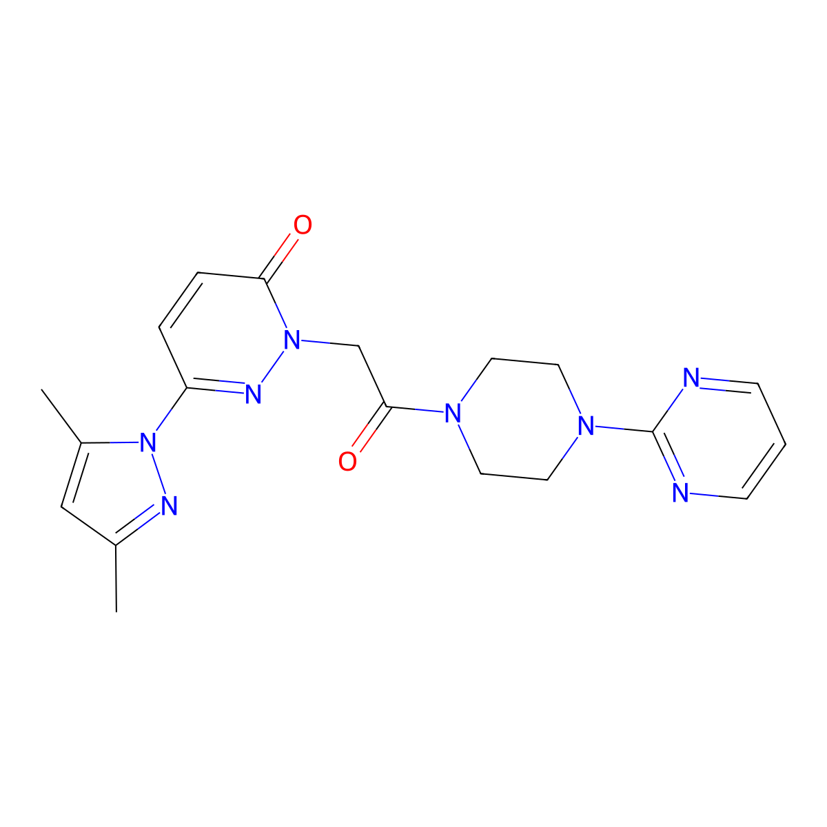 6-(3,5-dimethyl-1H-pyrazol-1-yl)-2-(2-oxo-2-(4-(pyrimidin-2-yl)piperazin-1-yl)ethyl)pyridazin-3(2H)-one molecular structure, CAS 1334372-78-9