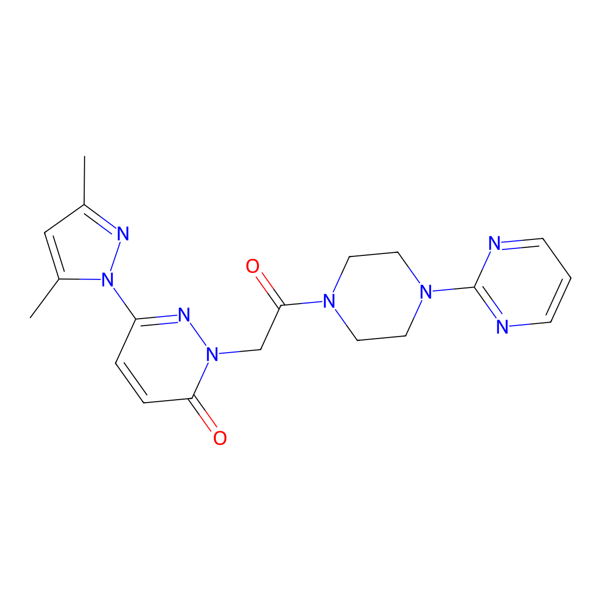 6-(3,5-dimethyl-1H-pyrazol-1-yl)-2-(2-oxo-2-(4-(pyrimidin-2-yl)piperazin-1-yl)ethyl)pyridazin-3(2H)-one molecular structure, CAS 1334372-78-9