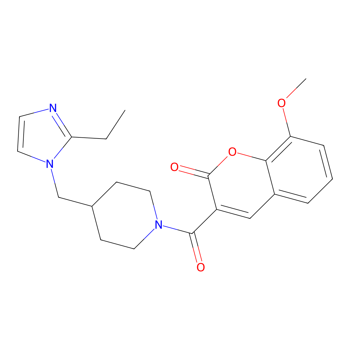 3-(4-((2-ethyl-1H-imidazol-1-yl)methyl)piperidine-1-carbonyl)-8-methoxy-2H-chromen-2-one molecular structure, CAS 1334372-79-0