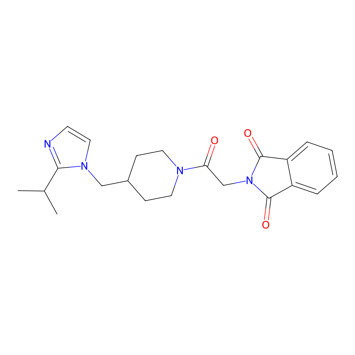 2-(2-(4-((2-isopropyl-1H-imidazol-1-yl)methyl)piperidin-1-yl)-2-oxoethyl)isoindoline-1,3-dione molecular structure, CAS 1334372-80-3