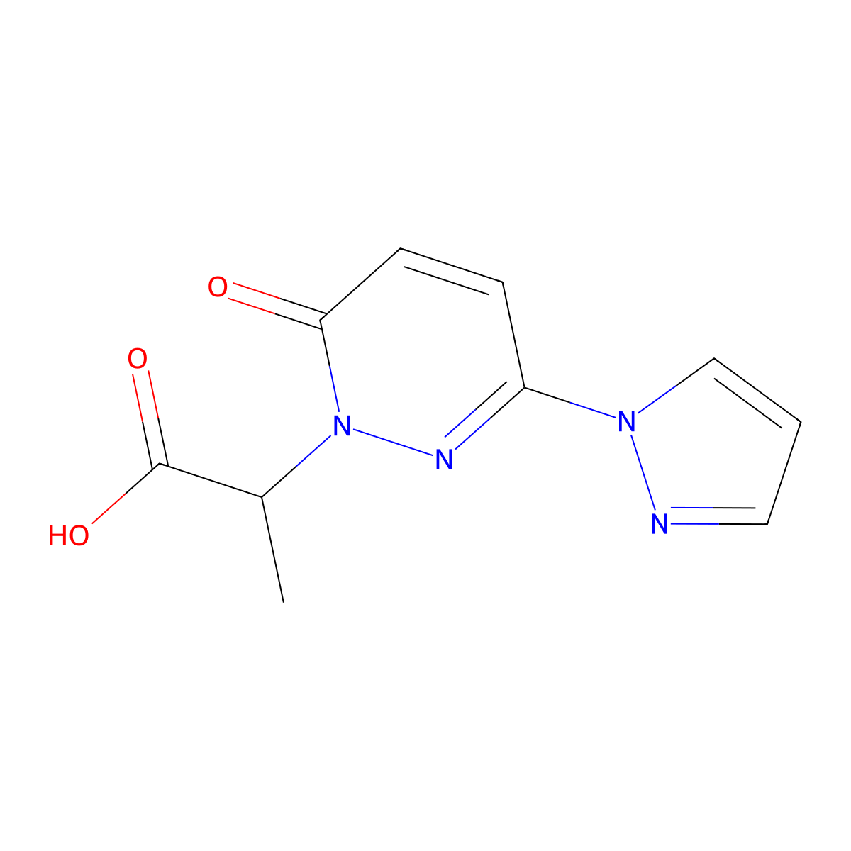 2-(6-oxo-3-(1H-pyrazol-1-yl)pyridazin-1(6H)-yl)propanoic acid molecular structure, CAS 1334372-81-4