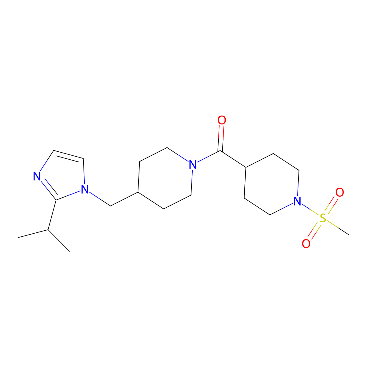 1-methanesulfonyl-4-(4-{[2-(propan-2-yl)-1H-imidazol-1-yl]methyl}piperidine-1-carbonyl)piperidine molecular structure, CAS 1334372-90-5