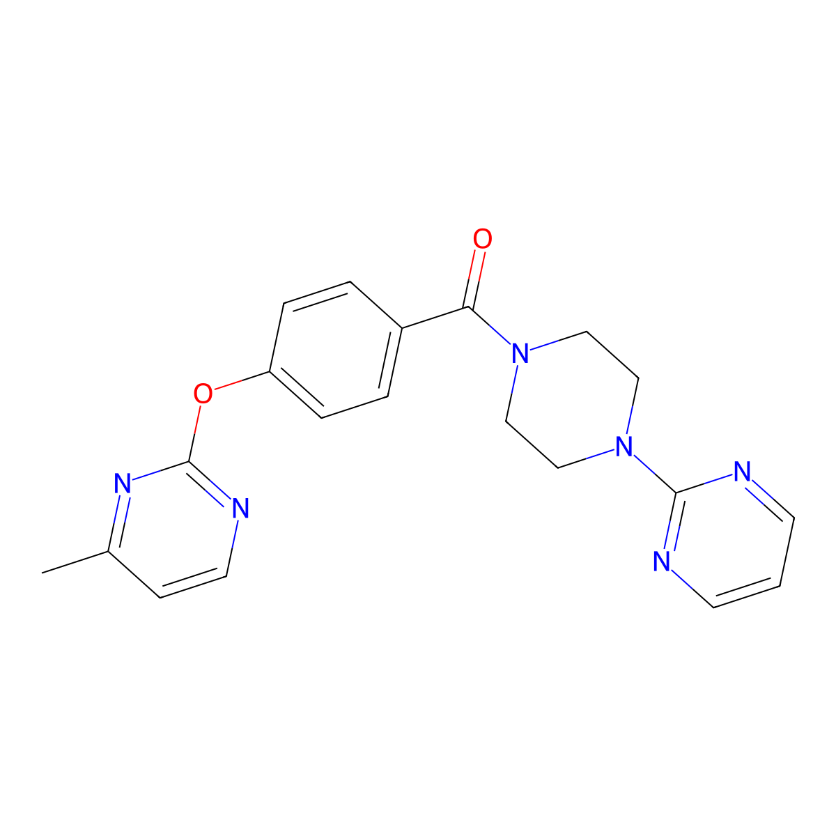 (4-((4-Methylpyrimidin-2-yl)oxy)phenyl)(4-(pyrimidin-2-yl)piperazin-1-yl)methanone molecular structure, CAS 1334372-92-7