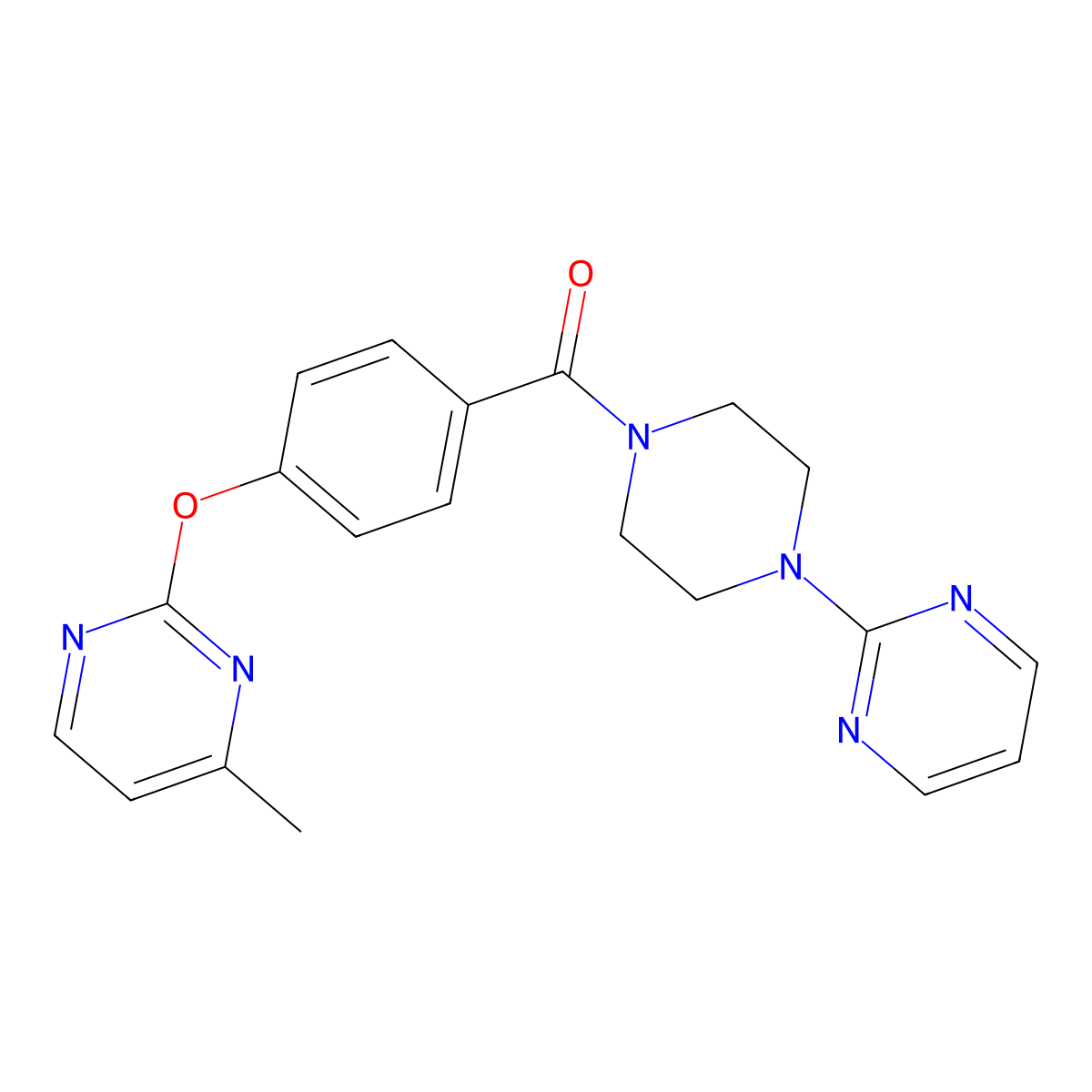 (4-((4-Methylpyrimidin-2-yl)oxy)phenyl)(4-(pyrimidin-2-yl)piperazin-1-yl)methanone molecular structure, CAS 1334372-92-7