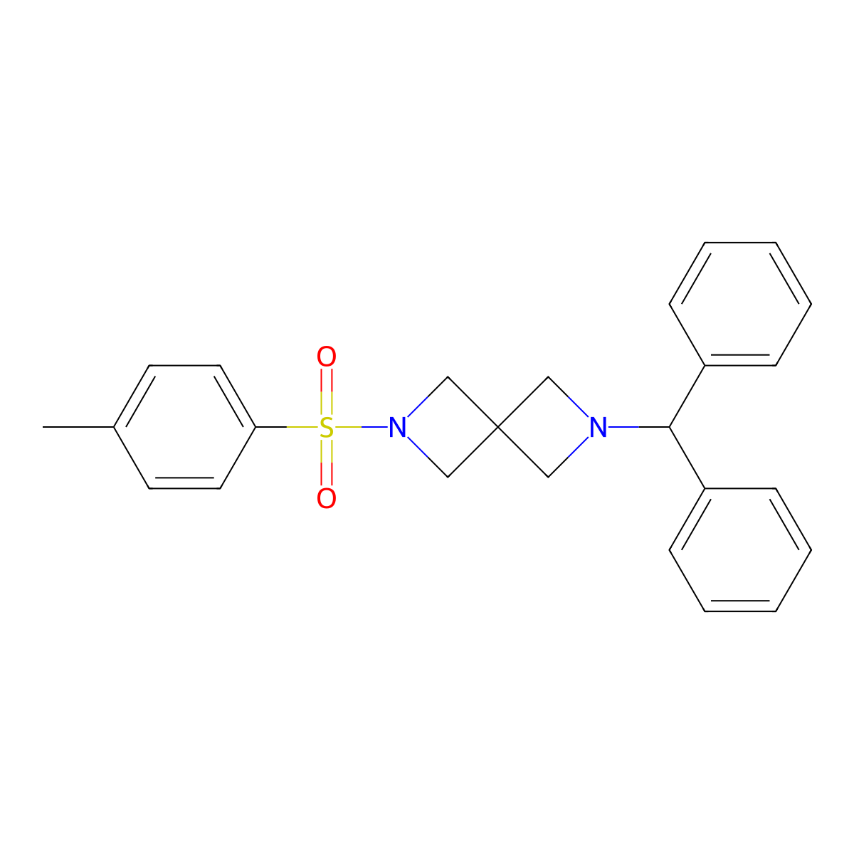 2-Benzhydryl-6-tosyl-2,6-diazaspiro[3.3]heptane molecular structure, CAS 1334372-94-9
