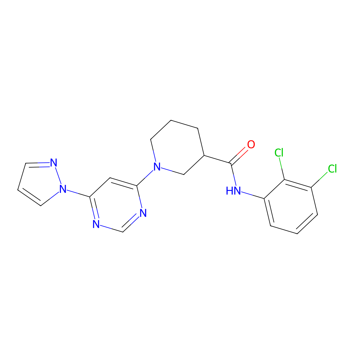1-(6-(1H-pyrazol-1-yl)pyrimidin-4-yl)-N-(2,3-dichlorophenyl)piperidine-3-carboxamide molecular structure, CAS 1334373-03-3