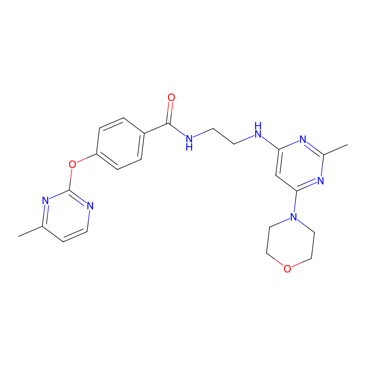 N-(2-((2-methyl-6-morpholinopyrimidin-4-yl)amino)ethyl)-4-((4-methylpyrimidin-2-yl)oxy)benzamide molecular structure, CAS 1334373-05-5