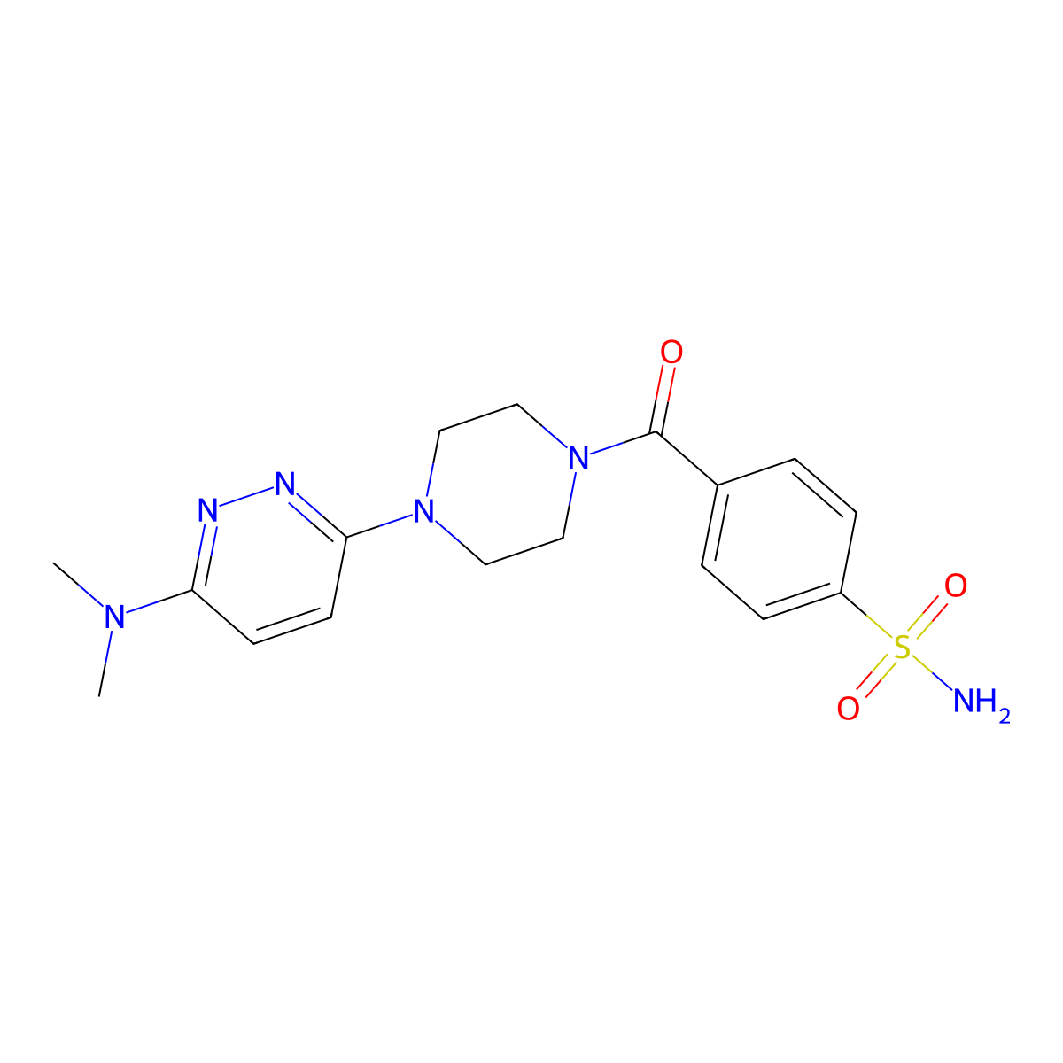 4-(4-(6-(Dimethylamino)pyridazin-3-yl)piperazine-1-carbonyl)benzenesulfonamide molecular structure, CAS 1334373-08-8