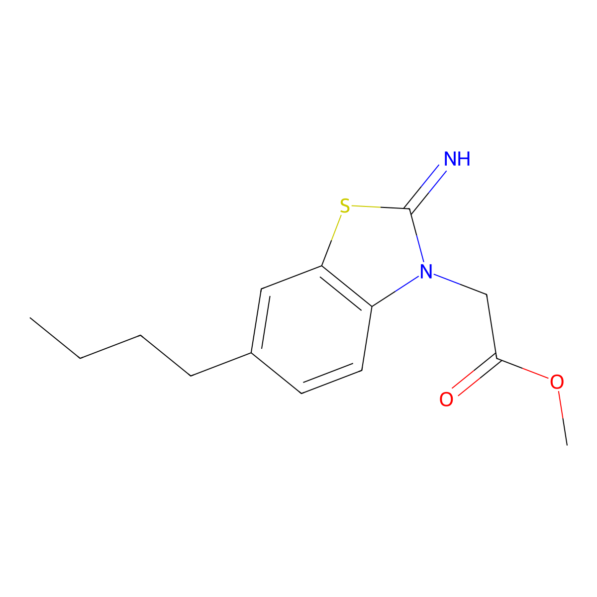 Methyl 2-(6-butyl-2-imino-2,3-dihydro-1,3-benzothiazol-3-yl)acetate molecular structure, CAS 1334373-12-4