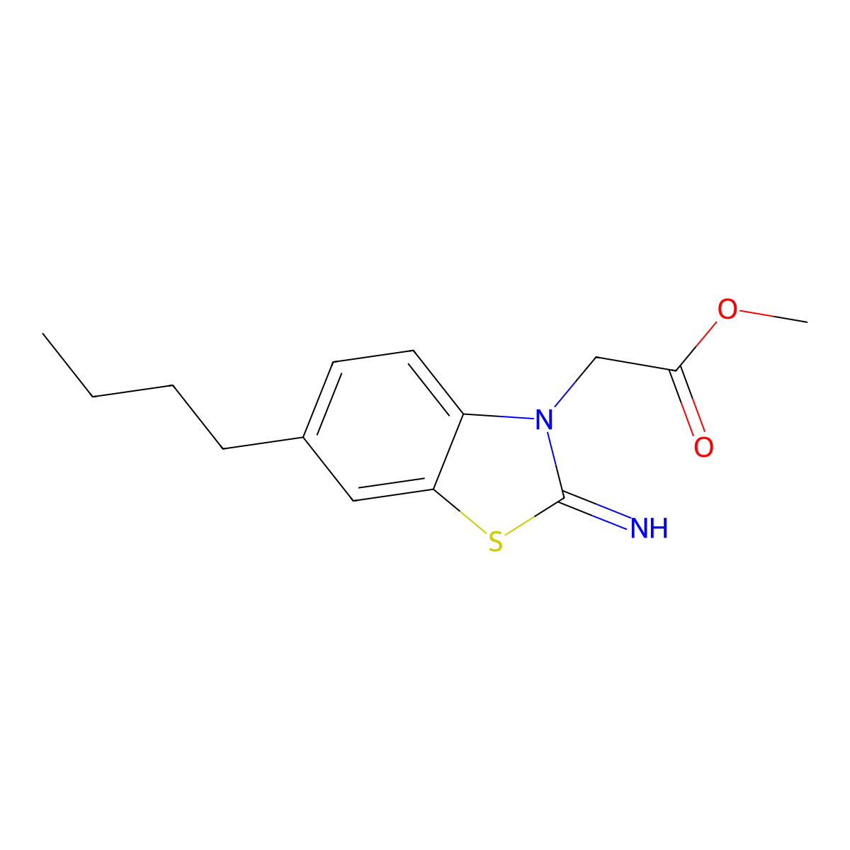 Methyl 2-(6-butyl-2-imino-2,3-dihydro-1,3-benzothiazol-3-yl)acetate molecular structure, CAS 1334373-12-4