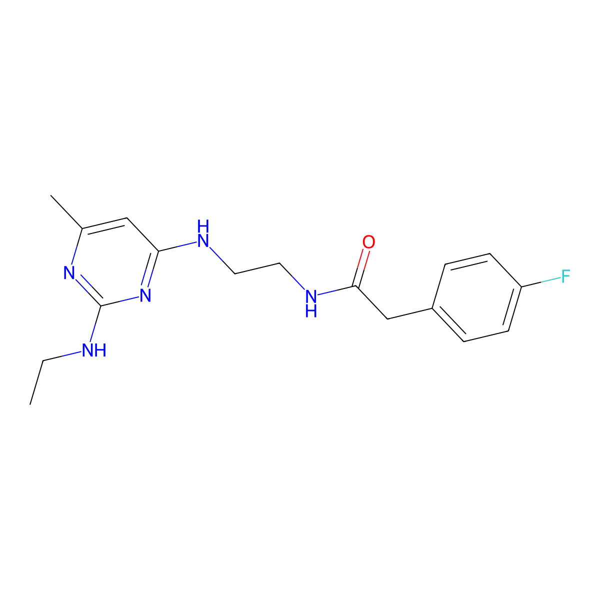 N-(2-{[2-(ethylamino)-6-methylpyrimidin-4-yl]amino}ethyl)-2-(4-fluorophenyl)acetamide molecular structure, CAS 1334373-37-3