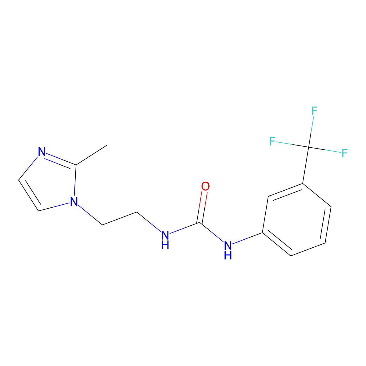 1-(2-(2-methyl-1H-imidazol-1-yl)ethyl)-3-(3-(trifluoromethyl)phenyl)urea molecular structure, CAS 1334373-40-8