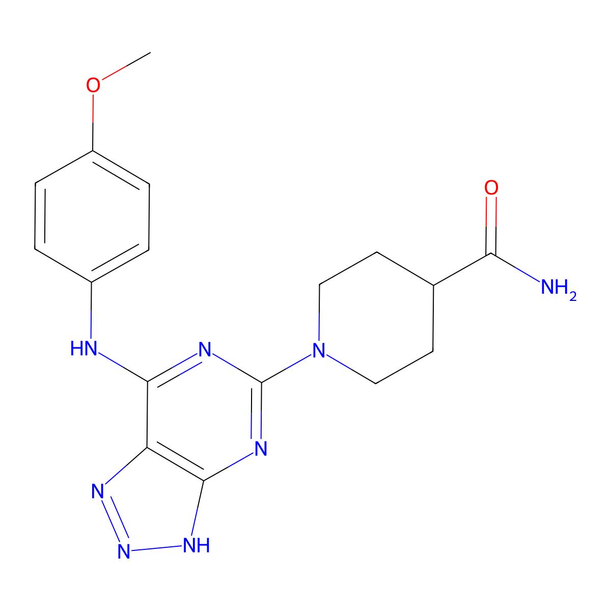 1-(7-((4-methoxyphenyl)amino)-3H-[1,2,3]triazolo[4,5-d]pyrimidin-5-yl)piperidine-4-carboxamide molecular structure, CAS 1334373-41-9