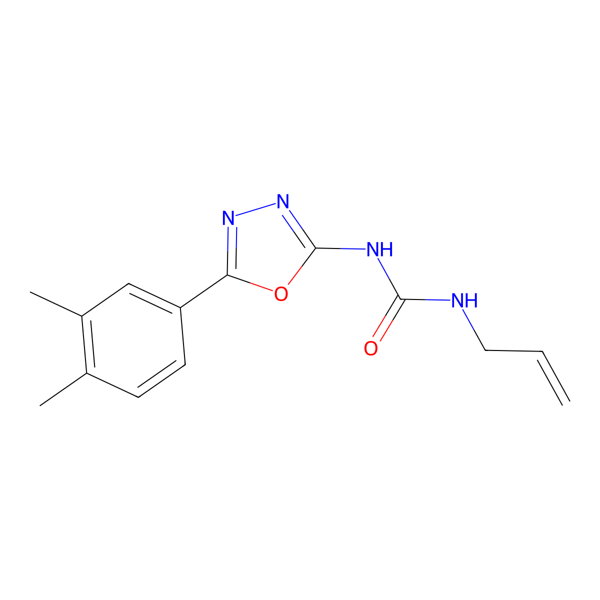 1-Allyl-3-(5-(3,4-dimethylphenyl)-1,3,4-oxadiazol-2-yl)urea molecular structure, CAS 1334373-42-0