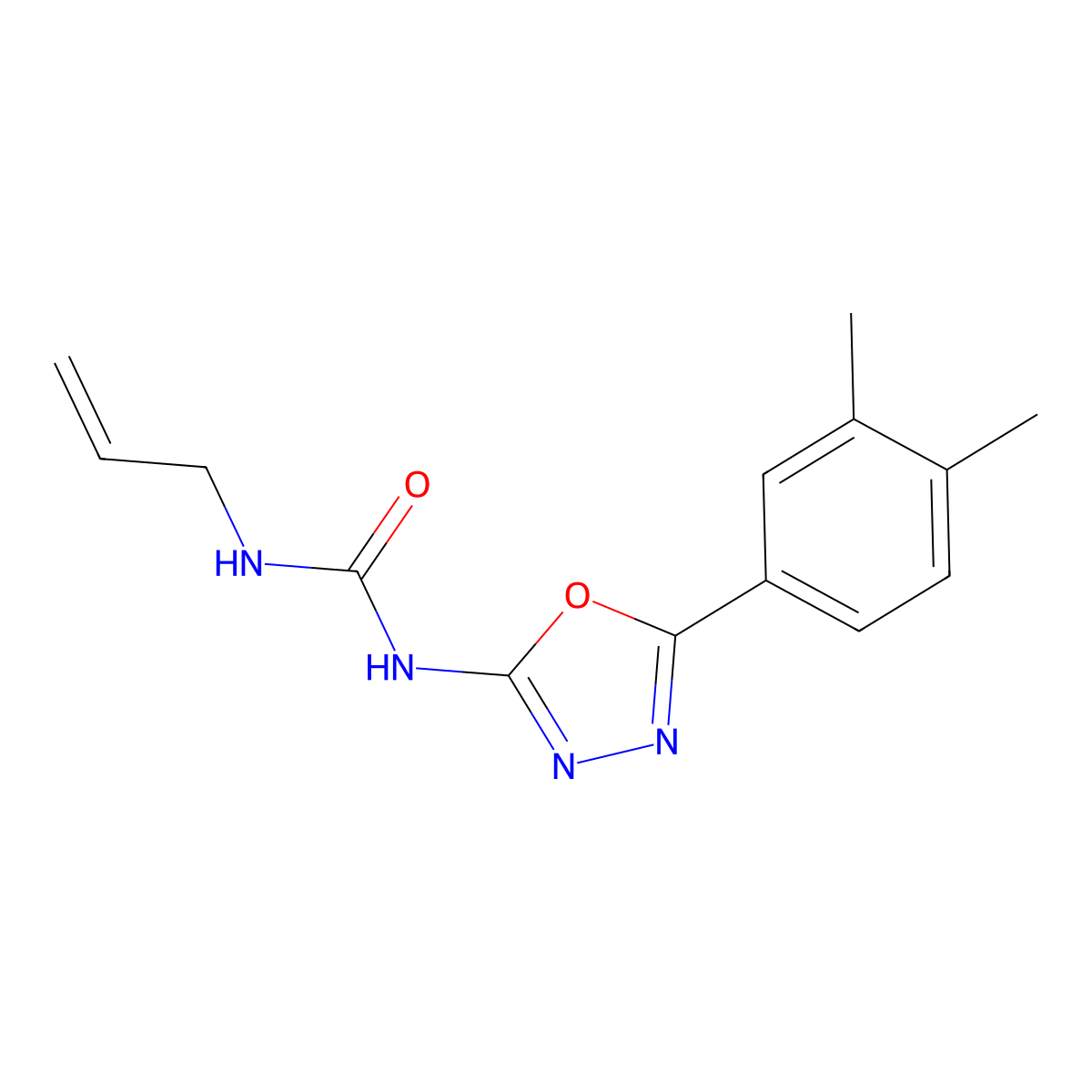 1-Allyl-3-(5-(3,4-dimethylphenyl)-1,3,4-oxadiazol-2-yl)urea molecular structure, CAS 1334373-42-0