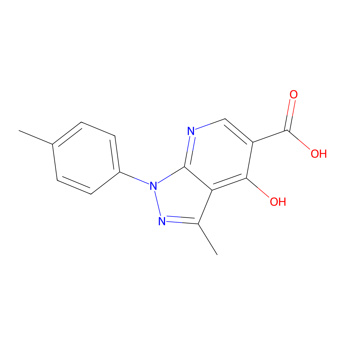 4-hydroxy-3-methyl-1-(p-tolyl)-1H-pyrazolo[3,4-b]pyridine-5-carboxylic acid molecular structure, CAS 1334373-43-1