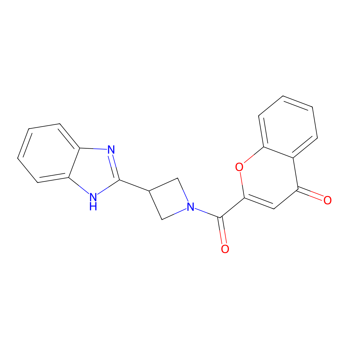 2-(3-(1H-benzo[d]imidazol-2-yl)azetidine-1-carbonyl)-4H-chromen-4-one molecular structure, CAS 1334373-53-3