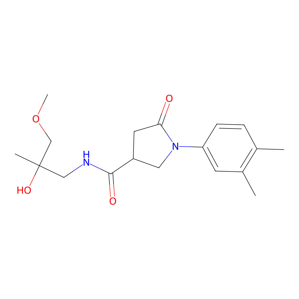 1-(3,4-dimethylphenyl)-N-(2-hydroxy-3-methoxy-2-methylpropyl)-5-oxopyrrolidine-3-carboxamide molecular structure, CAS 1334373-63-5
