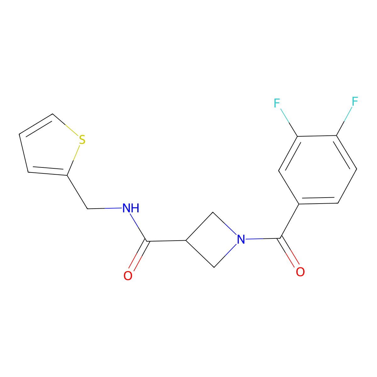 1-(3,4-difluorobenzoyl)-N-(thiophen-2-ylmethyl)azetidine-3-carboxamide molecular structure, CAS 1334373-70-4