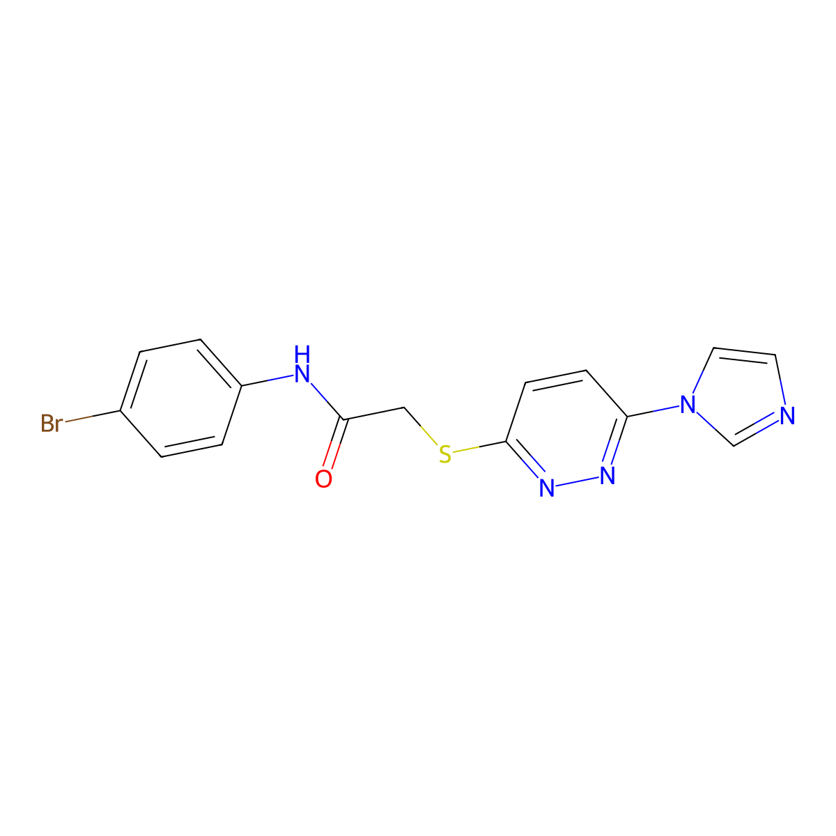 2-((6-(1H-imidazol-1-yl)pyridazin-3-yl)thio)-N-(4-bromophenyl)acetamide molecular structure, CAS 1334373-71-5