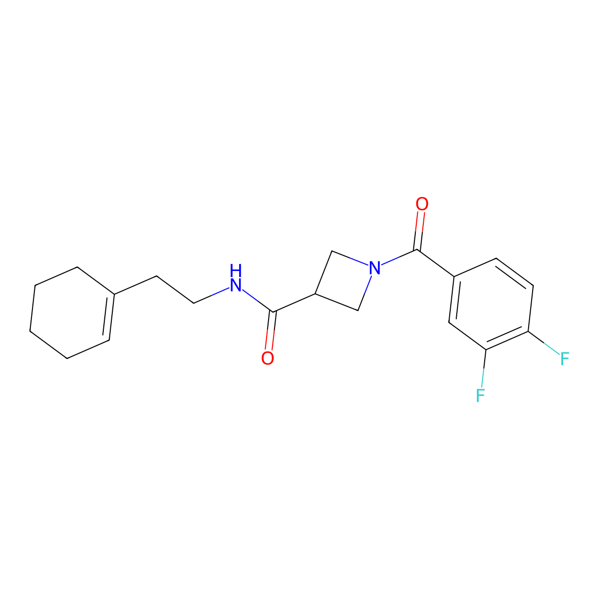 N-[2-(cyclohex-1-en-1-yl)ethyl]-1-(3,4-difluorobenzoyl)azetidine-3-carboxamide molecular structure, CAS 1334373-72-6