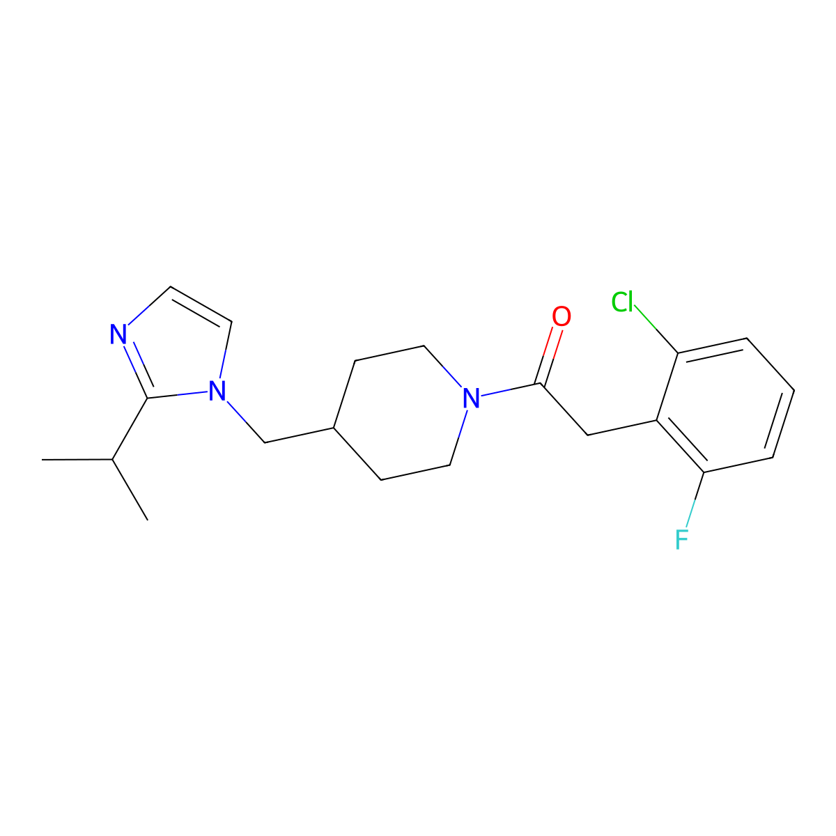 2-(2-chloro-6-fluorophenyl)-1-(4-((2-isopropyl-1H-imidazol-1-yl)methyl)piperidin-1-yl)ethanone molecular structure, CAS 1334373-76-0