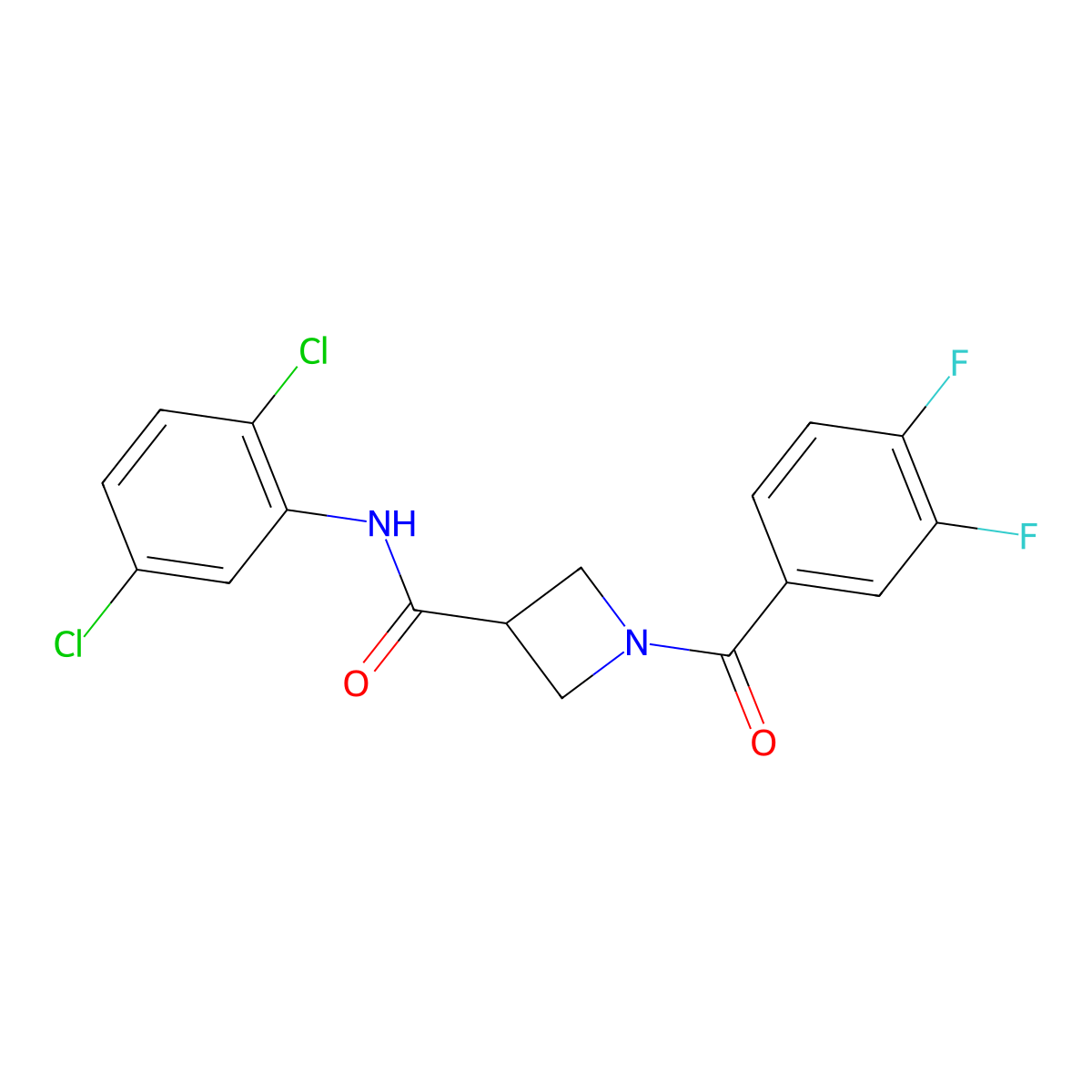 N-(2,5-dichlorophenyl)-1-(3,4-difluorobenzoyl)azetidine-3-carboxamide molecular structure, CAS 1334373-77-1