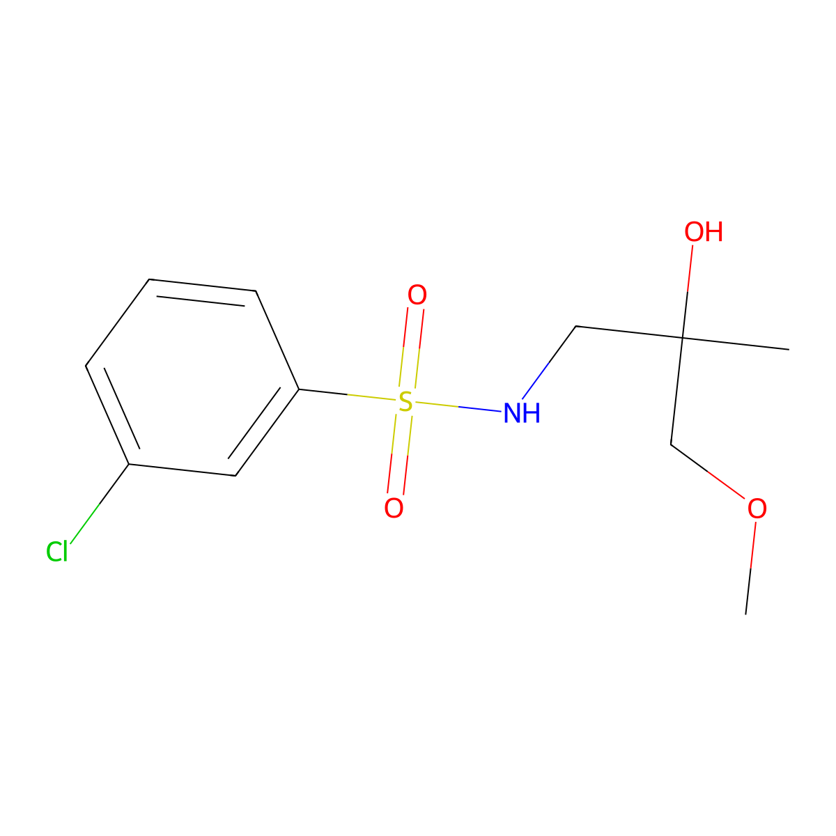 3-chloro-N-(2-hydroxy-3-methoxy-2-methylpropyl)benzenesulfonamide molecular structure, CAS 1334373-85-1