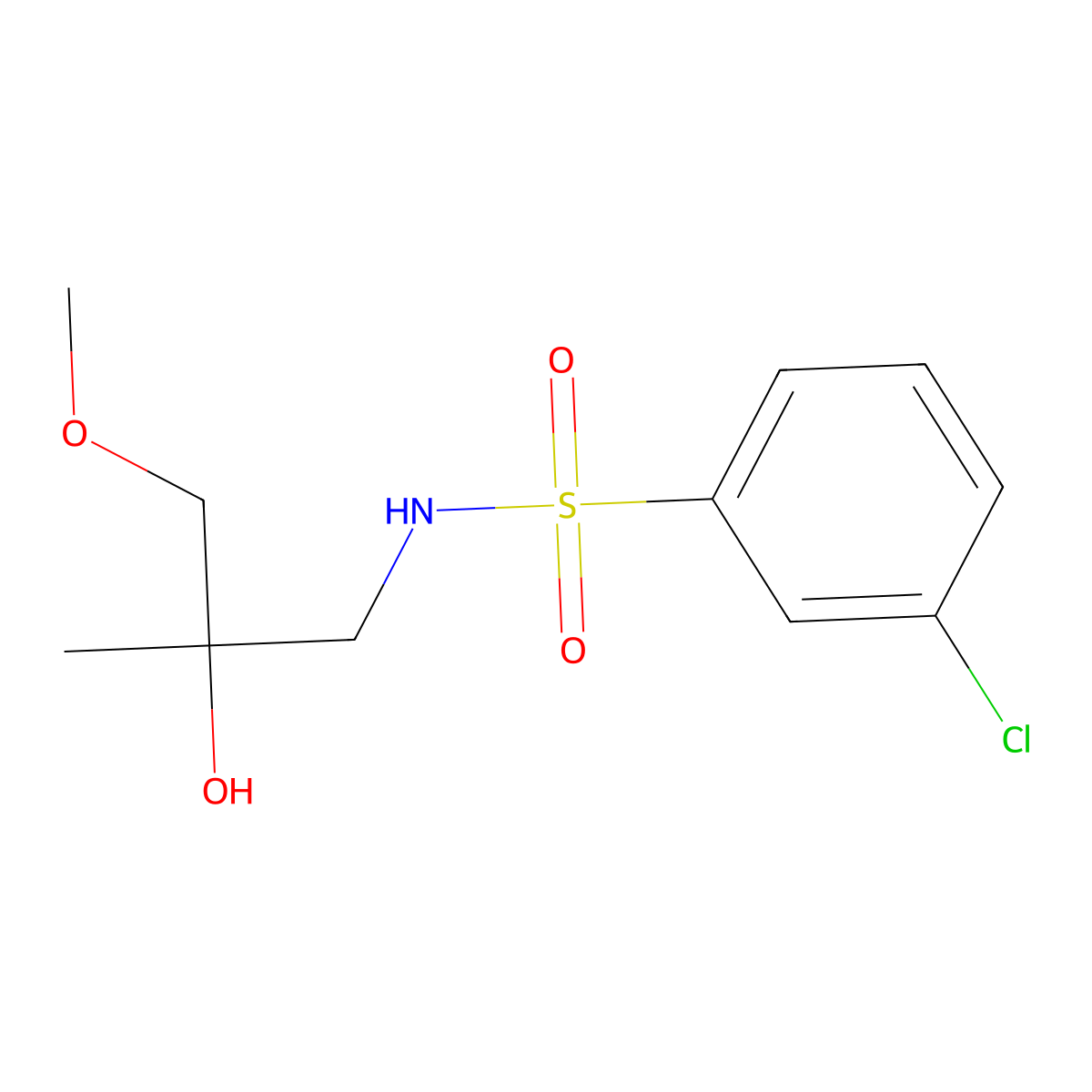 3-chloro-N-(2-hydroxy-3-methoxy-2-methylpropyl)benzenesulfonamide molecular structure, CAS 1334373-85-1