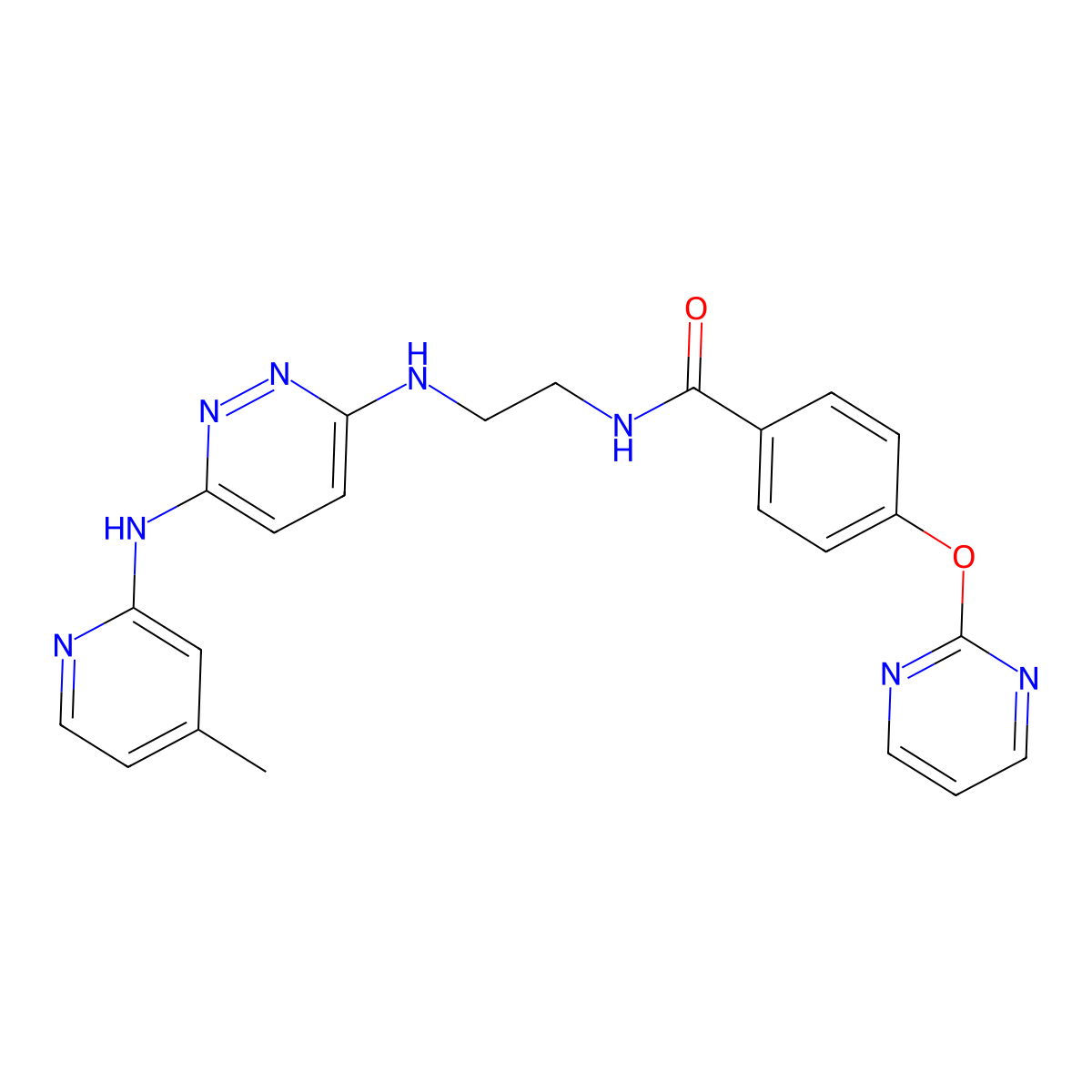 N-[2-({6-[(4-methylpyridin-2-yl)amino]pyridazin-3-yl}amino)ethyl]-4-(pyrimidin-2-yloxy)benzamide molecular structure, CAS 1334374-01-4