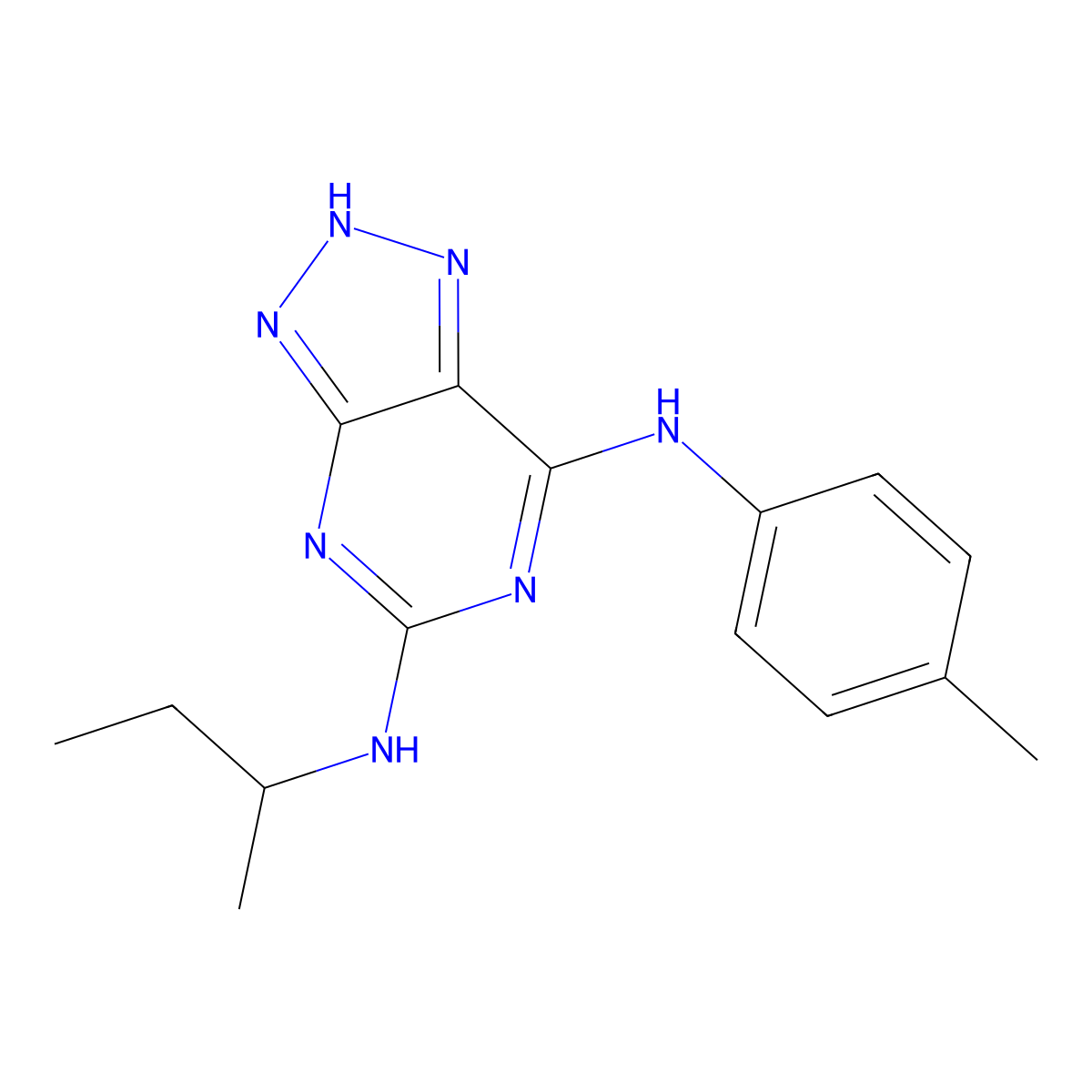 N5-(sec-butyl)-N7-(p-tolyl)-3H-[1,2,3]triazolo[4,5-d]pyrimidine-5,7-diamine molecular structure, CAS 1334374-03-6