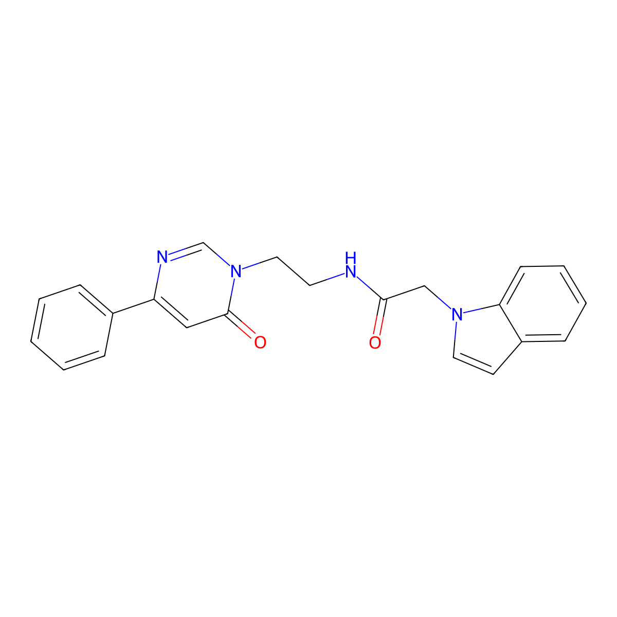 2-(1H-indol-1-yl)-N-(2-(6-oxo-4-phenylpyrimidin-1(6H)-yl)ethyl)acetamide molecular structure, CAS 1334374-04-7