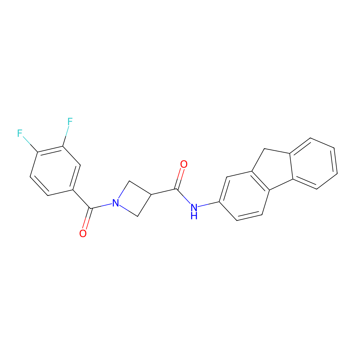 1-(3,4-difluorobenzoyl)-N-(9H-fluoren-2-yl)azetidine-3-carboxamide molecular structure, CAS 1334374-14-9