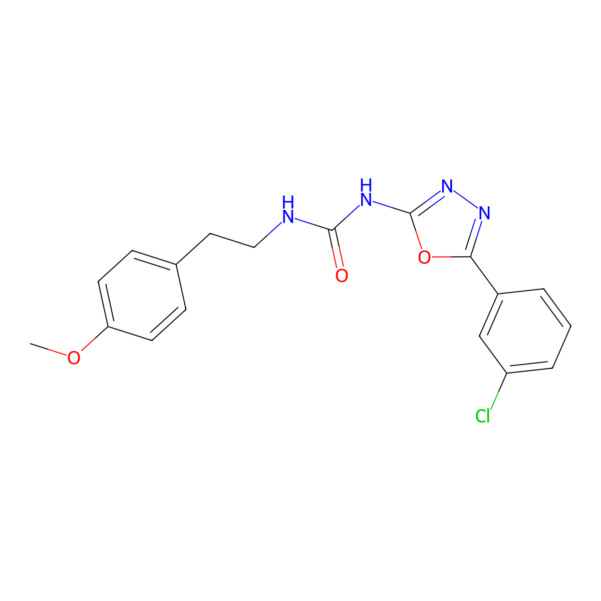 1-(5-(3-Chlorophenyl)-1,3,4-oxadiazol-2-yl)-3-(4-methoxyphenethyl)urea molecular structure, CAS 1334374-16-1