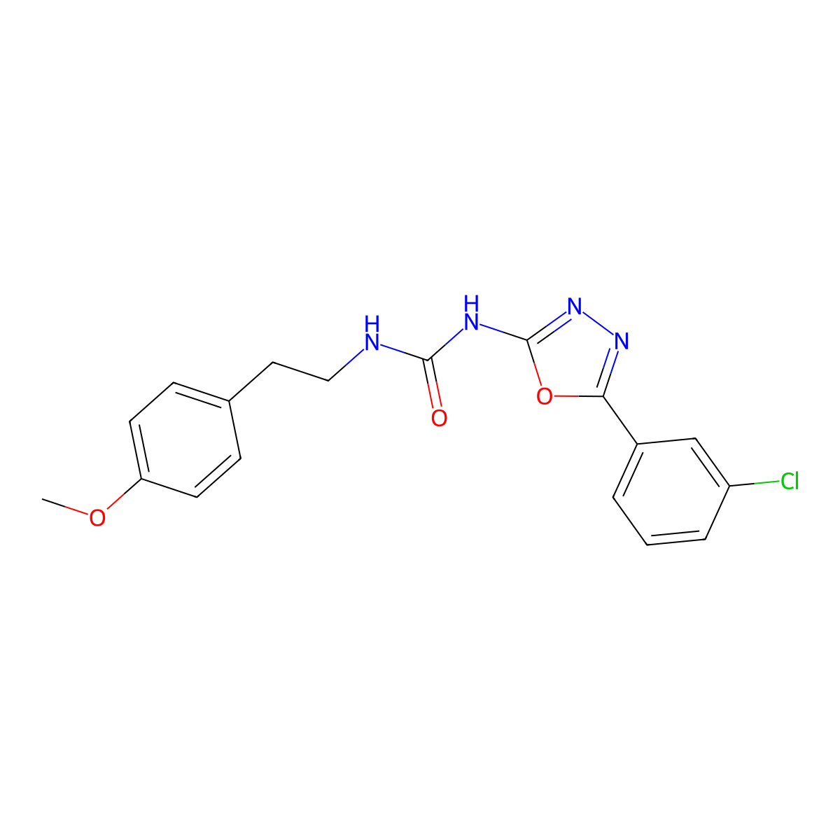 1-(5-(3-Chlorophenyl)-1,3,4-oxadiazol-2-yl)-3-(4-methoxyphenethyl)urea molecular structure, CAS 1334374-16-1