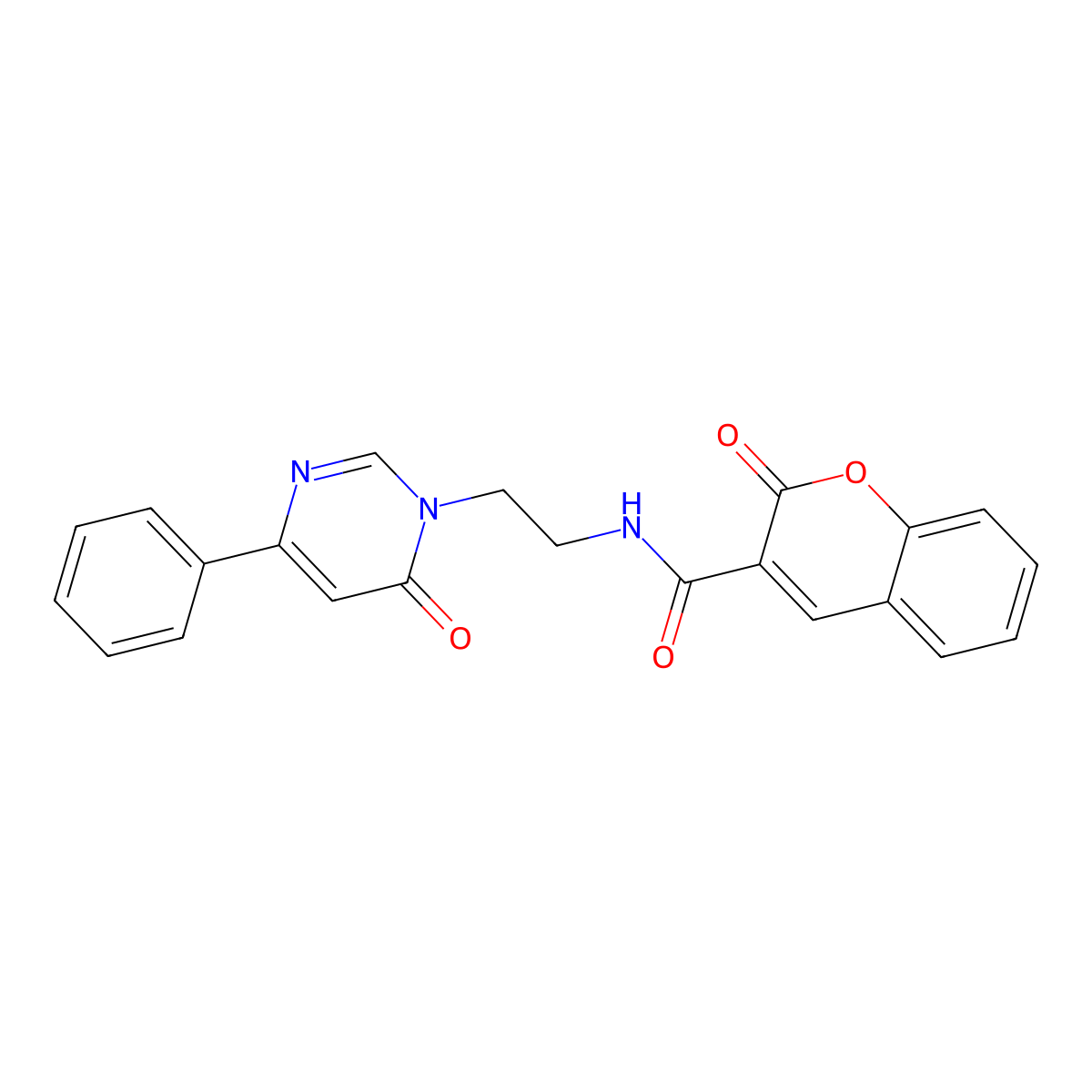 2-oxo-N-(2-(6-oxo-4-phenylpyrimidin-1(6H)-yl)ethyl)-2H-chromene-3-carboxamide molecular structure, CAS 1334374-17-2