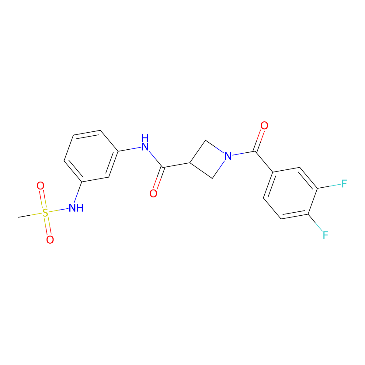 1-(3,4-difluorobenzoyl)-N-(3-methanesulfonamidophenyl)azetidine-3-carboxamide molecular structure, CAS 1334374-21-8