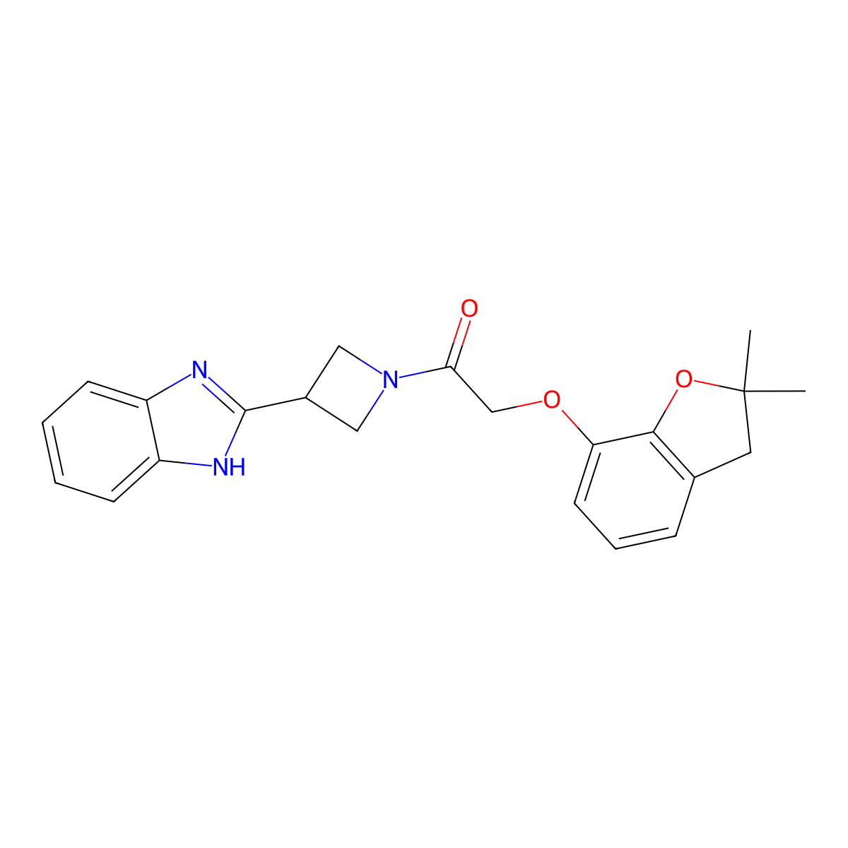1-(3-(1H-benzo[d]imidazol-2-yl)azetidin-1-yl)-2-((2,2-dimethyl-2,3-dihydrobenzofuran-7-yl)oxy)ethanone molecular structure, CAS 1334374-23-0