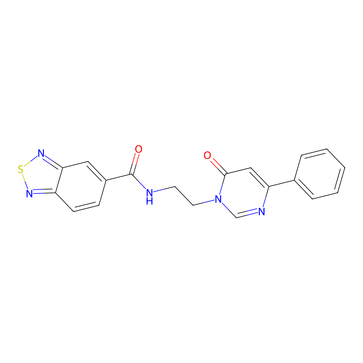 N-(2-(6-oxo-4-phenylpyrimidin-1(6H)-yl)ethyl)benzo[c][1,2,5]thiadiazole-5-carboxamide molecular structure, CAS 1334374-24-1