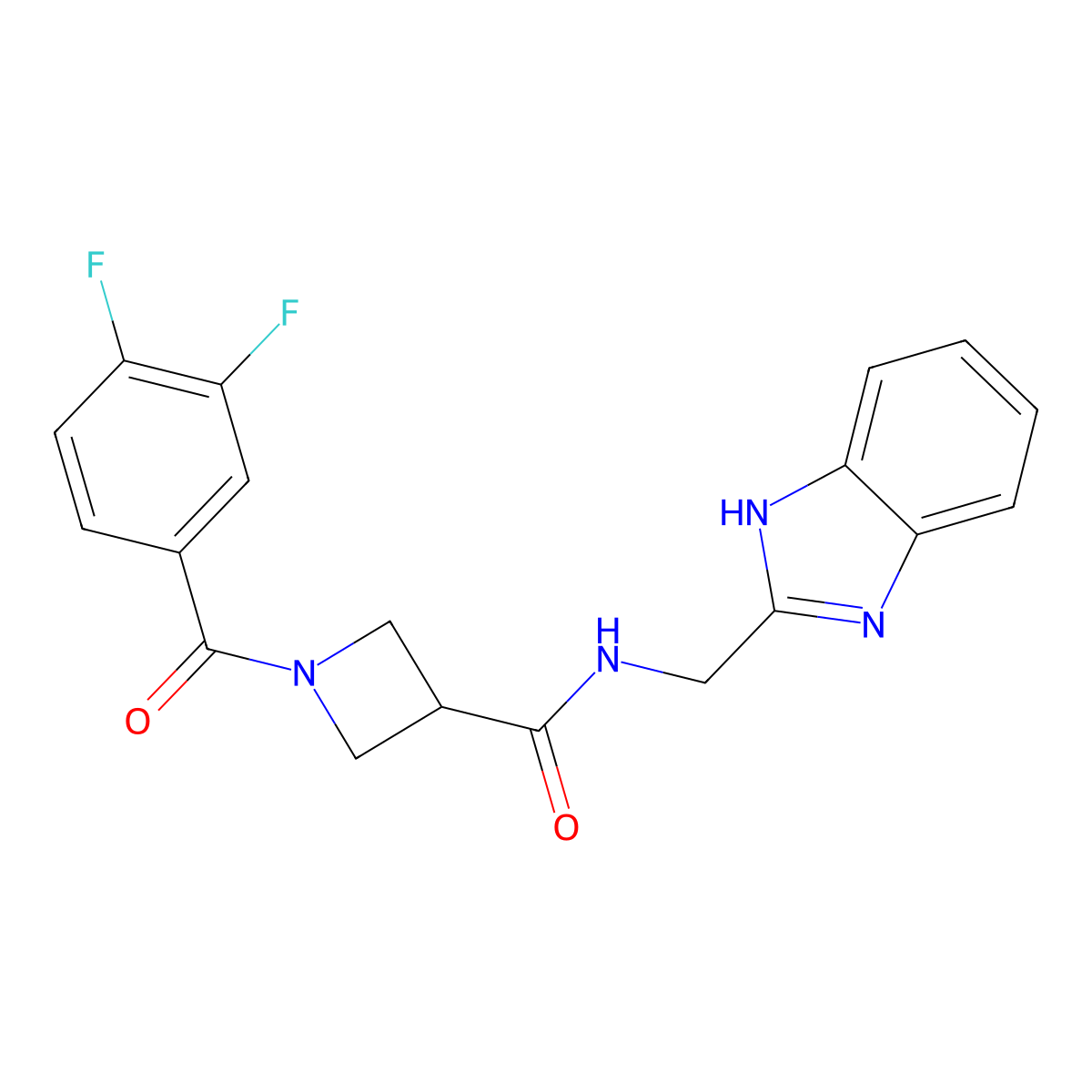 N-((1H-benzo[d]imidazol-2-yl)methyl)-1-(3,4-difluorobenzoyl)azetidine-3-carboxamide molecular structure, CAS 1334374-25-2