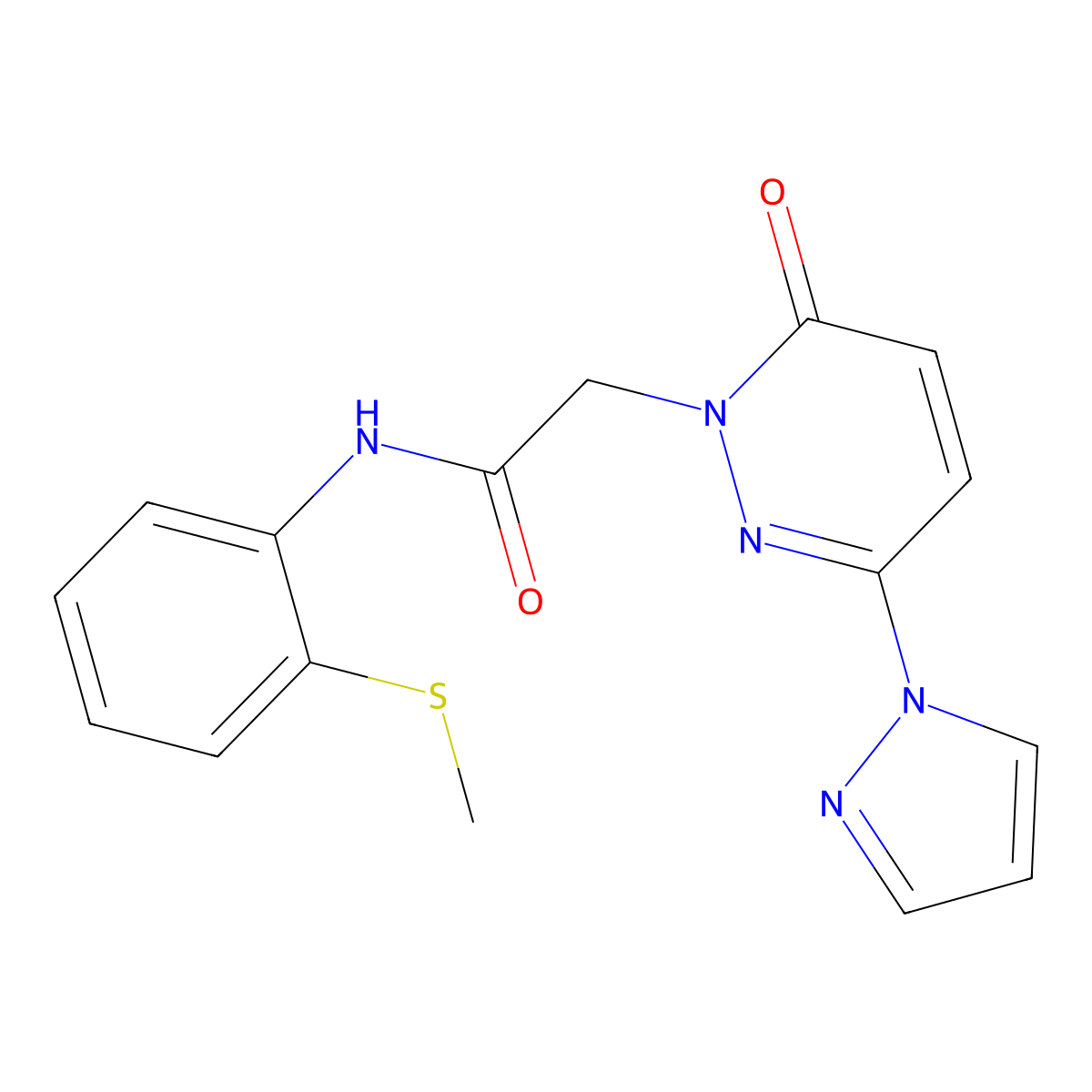 N-(2-(methylthio)phenyl)-2-(6-oxo-3-(1H-pyrazol-1-yl)pyridazin-1(6H)-yl)acetamide molecular structure, CAS 1334374-26-3