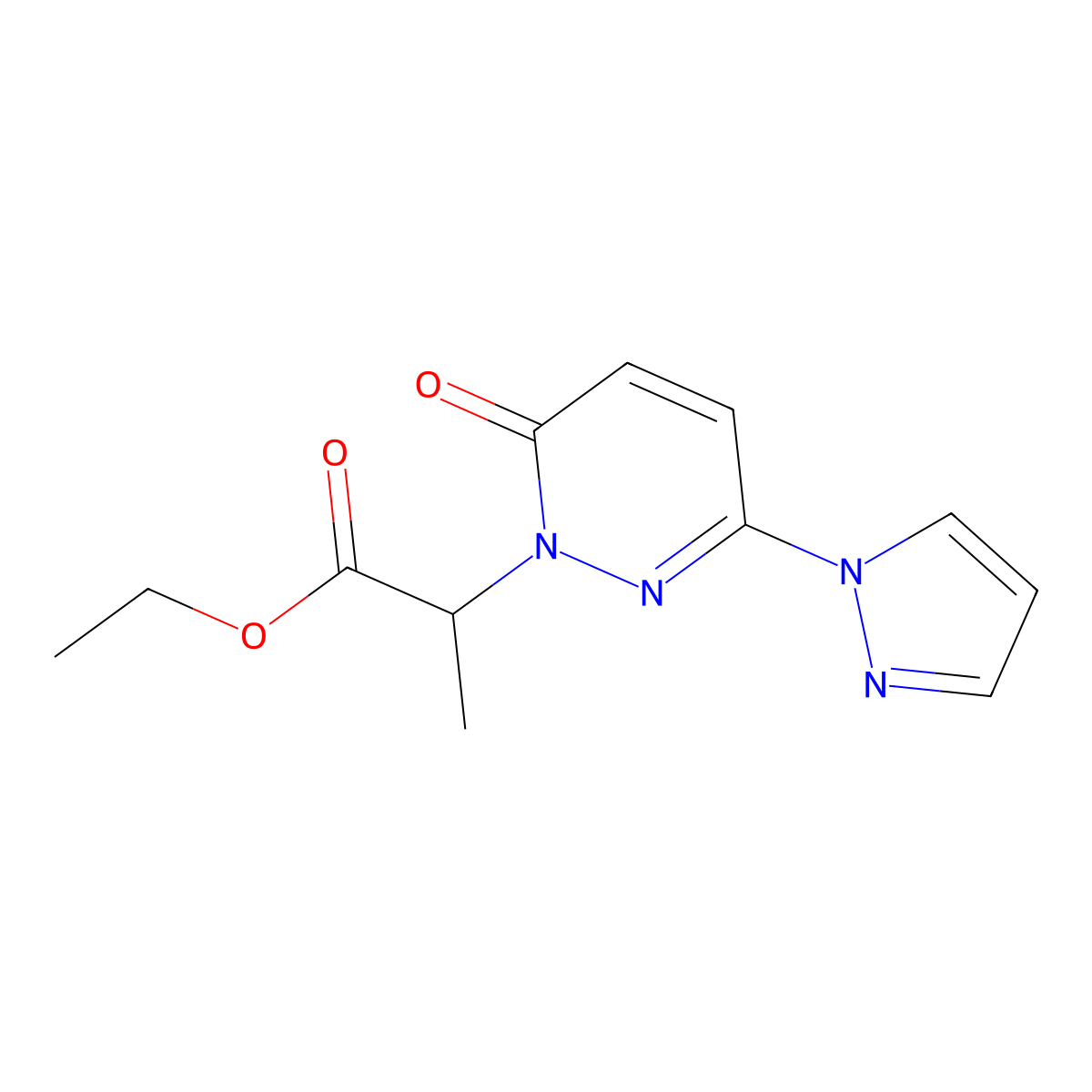 ethyl 2-(6-oxo-3-(1H-pyrazol-1-yl)pyridazin-1(6H)-yl)propanoate molecular structure, CAS 1334374-29-6