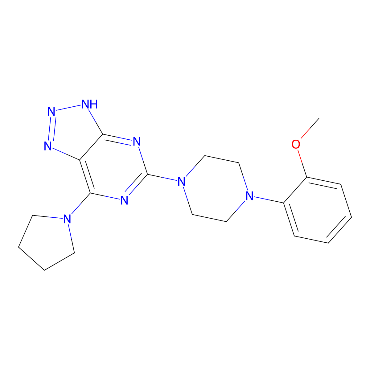 5-(4-(2-methoxyphenyl)piperazin-1-yl)-7-(pyrrolidin-1-yl)-3H-[1,2,3]triazolo[4,5-d]pyrimidine molecular structure, CAS 1334374-34-3