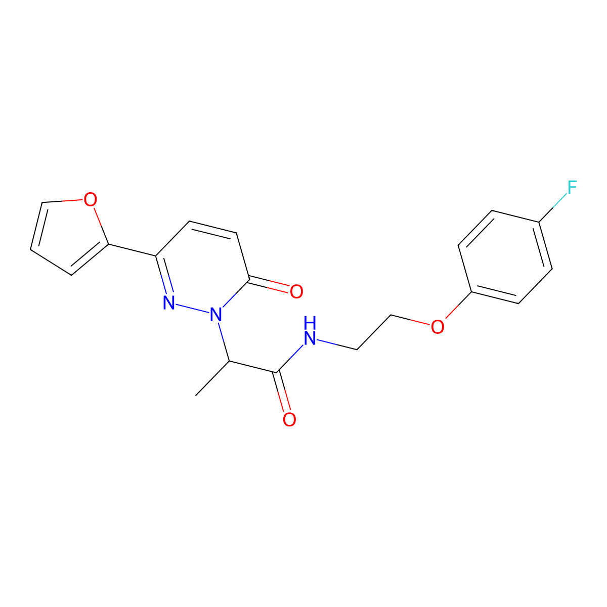 N-(2-(4-fluorophenoxy)ethyl)-2-(3-(furan-2-yl)-6-oxopyridazin-1(6H)-yl)propanamide molecular structure, CAS 1334374-46-7