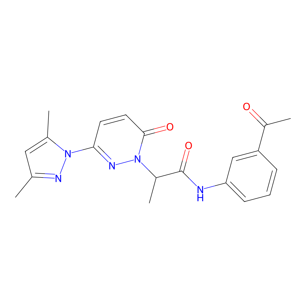 N-(3-acetylphenyl)-2-(3-(3,5-dimethyl-1H-pyrazol-1-yl)-6-oxopyridazin-1(6H)-yl)propanamide molecular structure, CAS 1334374-47-8