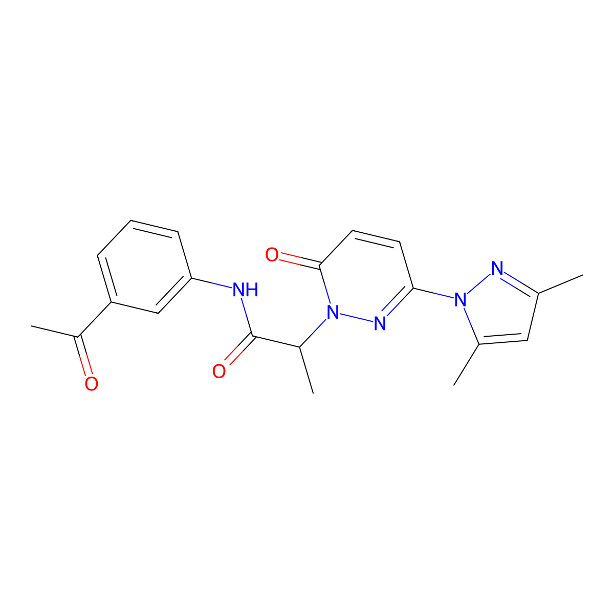 N-(3-acetylphenyl)-2-(3-(3,5-dimethyl-1H-pyrazol-1-yl)-6-oxopyridazin-1(6H)-yl)propanamide molecular structure, CAS 1334374-47-8
